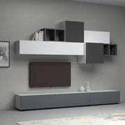 Wall unit with two flaps and five wall units White Gray Black Anthracite TROMEN 260x42x h195 cm