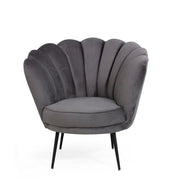 Shell armchair in smoky gray velvet Orel