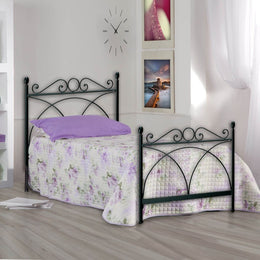 Single iron bed with footboard SABRINA Black 92x208x h128 cm