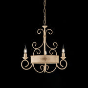 Ivory lacquered iron chandelier with 3 lights decape decoration with friezes
