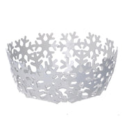Round white snowflake metal basket cm ø20h7