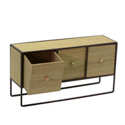 Rusty brown metal and wood holder 3 drawers cm38x11h20