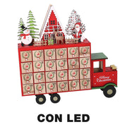 Red van led wooden calendar cm32x7h32