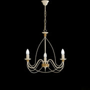 Ivory Decape iron chandelier with Gold finishing three lights 49x h43 cm
