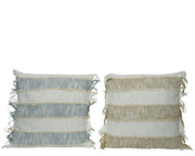 Cushion with assorted color fringes in cotton