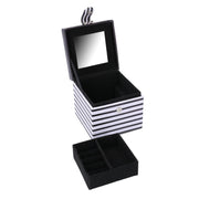 Black and white faux leather jewelery box cm10x10,5h9,5