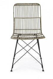 Contemporary style chair in steel and kubu Gray LUCILA 45x55x h85 cm