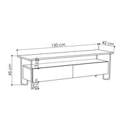 White TV stand with two doors 150x42x45h cm