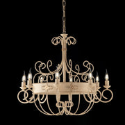 Chandelier in ivory lacquered iron with decape decoration 8 lights with friezes