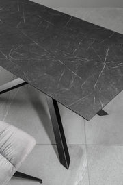 Extendable table with black marble top 170/270x90x76h cm