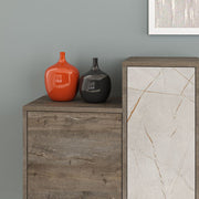 Hermes sideboard in dark coffee color with 160 cm marble effect doors and drawers