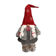 Gray red female gnome fabric puppet cm21x16h75