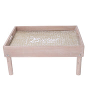Rectangular natural wood coffee table tray cm40x30h6/18