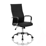 Folkvan office armchair with chrome base in black eco-leather
