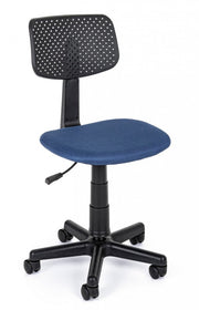 Office chair with blue adjustable wheels