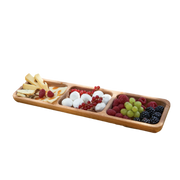 Single tray in beech wood with 3 compartments