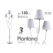 Piantana da terra lampada shabby 3 luci  bianca cm 150 metallo