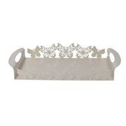 Rectangular cream butterfly metal tray cm41x20h6,5