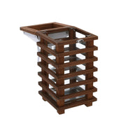 Rectangular brown wooden lantern 15.5x15h35 cm