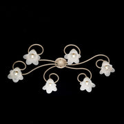 Flowers ceiling lamp in iron Ivory Gold six lights lampshades 99x50x h17 cm