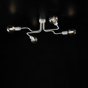 Ceiling lamp in white lacquered iron with 4 lights silver decoration