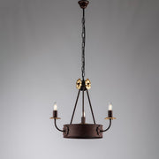 Black Rust iron chandelier with Empire Gold finishing three lights 44x h48 cm