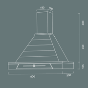 JINNY extractor hood in silver stainless steel and ash-coloured inlaid wooden frame 90 cm