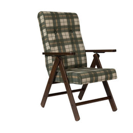 Roma adjustable armchair in green checkered fabric