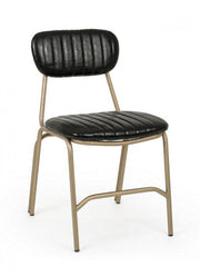 Addy modern retro chair with black leatherette steel structure