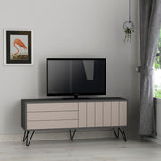 Picadilly TV Stand with Anthracite Frame and 2 Flip-Down Doors - H 57 x W 139 x D 36 cm