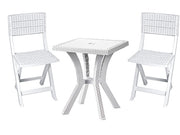 Resin duet set table + 2 white chairs