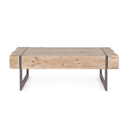 Garrett industrial coffee table with wooden top
