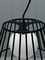 Hanging lamp in metal with black lampshade D25/35xD20/35x120h cm