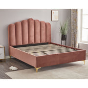 Artu Pink Upholstered Storage Bed with Embellished Headboard and Included Bed Base 160x190 cm