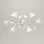 Six lights Silver White iron ceiling lamp with White Alabaster glass 95x52x h20 cm