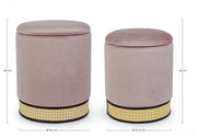 Set of 2 poufs with container Milena antique pink velvet