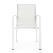 Konnor white aluminum chair with armrests