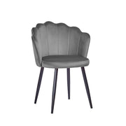 Gray Velvet Chair with Black Metal Legs 64 x 58 x 80 cm