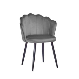 Gray Velvet Chair with Black Metal Legs 64 x 58 x 80 cm