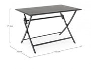 Outdoor table in anthracite aluminum ELIN 110x70x h71 cm