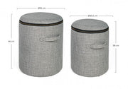 Set 2 Fabric pouf with container RADMILA Gray