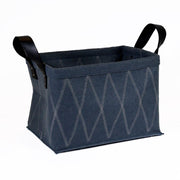 Dark gray felt bag with white rhombus decoration with black handles cm33x23h22,5