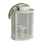 White wooden candle holder with large rope handle cm15,5x15,5h23