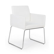 Chair with armrests in imitation leather White SIXTY 60x54x h80.5 cm