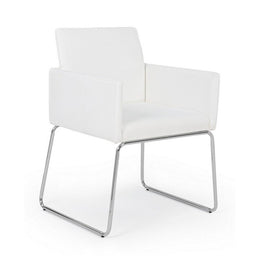 Chair with armrests in imitation leather White SIXTY 60x54x h80.5 cm