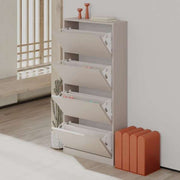Light Mocha Flip-Top Shoe Cabinet with 4 Doors 73W x 26D x 154.5H cm