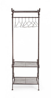 Brown steel coat rack with three shelves Brown MELANIE 55x46x h170 cm
