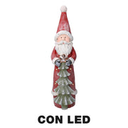 Led resin santa claus with red tree cm18x19h66