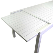 Extendable white aluminum garden table 90 x 210-280 x h 73 cm