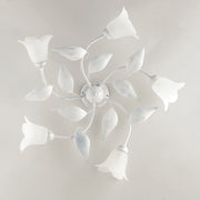 White Silver iron ceiling lamp with five lights Alabaster White glass 70x h20 cm